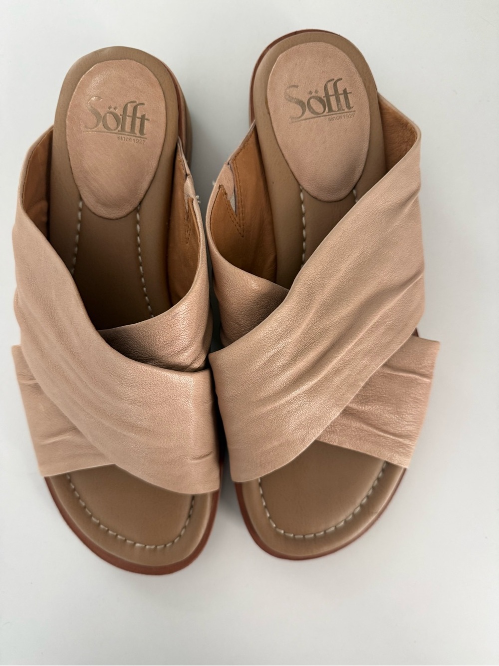 Sofft Blush Taupe Women's Cross-Band Slide Sandals